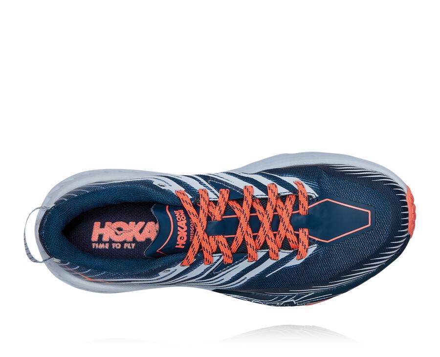 Hoka One One Speedgoat 4 Trailskor Dam - Marinblå/Vita - YHFXK-4201